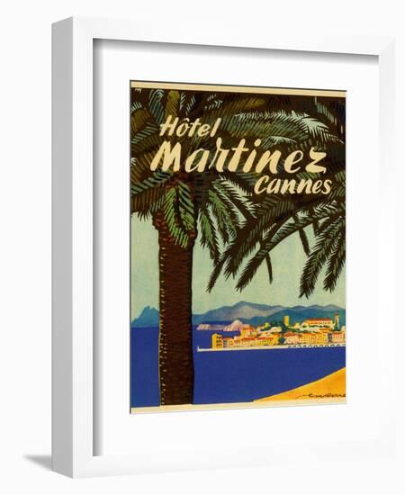 Hotel Martinez Cannes Luggage Label-null-Framed Giclee Print