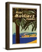 Hotel Martinez Cannes Luggage Label-null-Framed Giclee Print