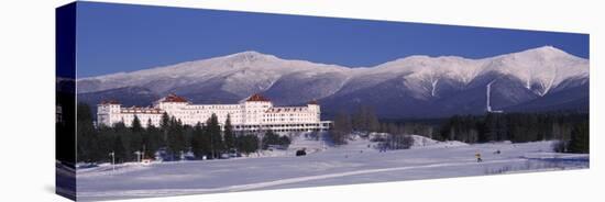 Hotel Near Snow Covered Mountains, Mt. Washington Hotel Resort, Mount Washington, Bretton Woods,...-null-Stretched Canvas