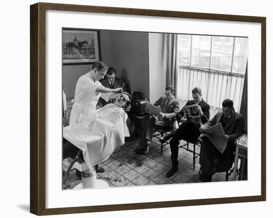 Hotel Northampton Barber Doing Business as Guests for Smith College Supper Dance Wait Their Turn-Alfred Eisenstaedt-Framed Photographic Print