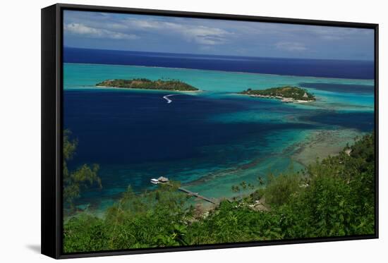 Hotel over the Turquoise Lagoon in French Polynesia-rafcha-Framed Stretched Canvas