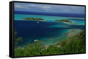 Hotel over the Turquoise Lagoon in French Polynesia-rafcha-Framed Stretched Canvas