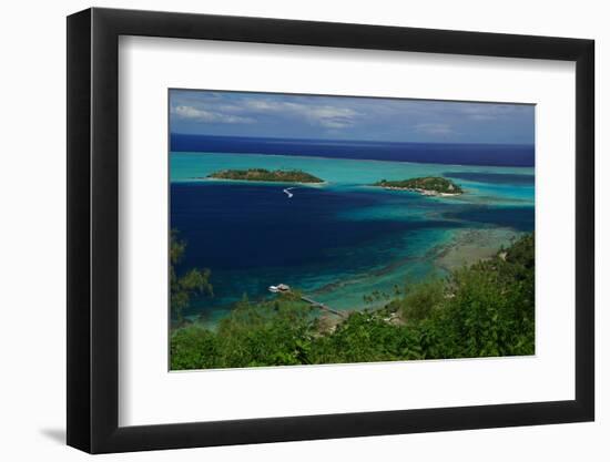 Hotel over the Turquoise Lagoon in French Polynesia-rafcha-Framed Photographic Print