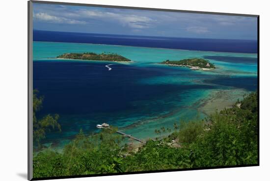 Hotel over the Turquoise Lagoon in French Polynesia-rafcha-Mounted Photographic Print