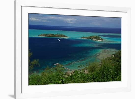 Hotel over the Turquoise Lagoon in French Polynesia-rafcha-Framed Photographic Print