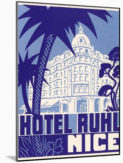 Hotel Ruhl Nice Luggage Label-null-Mounted Giclee Print