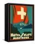 Hotel Suisse Montreux Luggage Label-null-Framed Stretched Canvas