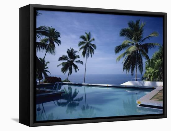 Hotel Swimming Pool, Kovalam, Kerala State, India-Strachan James-Framed Stretched Canvas