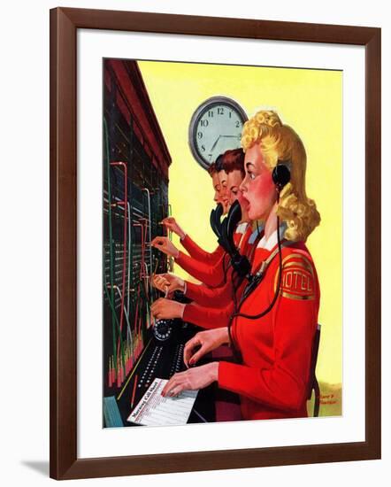 "Hotel Switchboard Operators," June 21, 1941-Albert W. Hampson-Framed Giclee Print