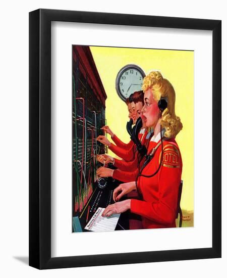 "Hotel Switchboard Operators," June 21, 1941-Albert W. Hampson-Framed Giclee Print