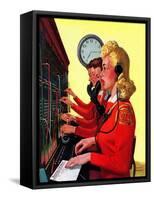 "Hotel Switchboard Operators," June 21, 1941-Albert W. Hampson-Framed Stretched Canvas