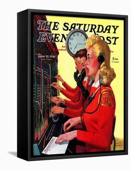 "Hotel Switchboard Operators," Saturday Evening Post Cover, June 21, 1941-Albert W. Hampson-Framed Stretched Canvas