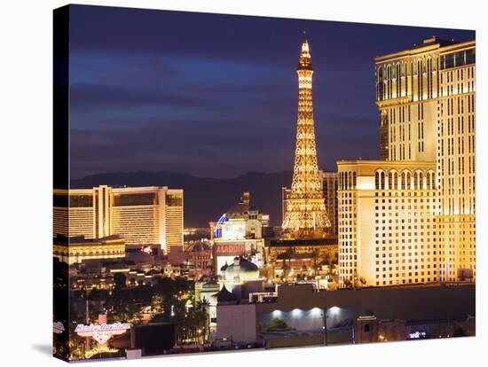 Hotels and Casinos At Night, Las Vegas, Nevada-Dennis Flaherty-Stretched Canvas