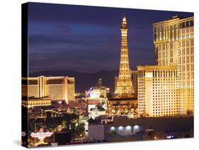 Hotels and Casinos At Night, Las Vegas, Nevada-Dennis Flaherty-Stretched Canvas