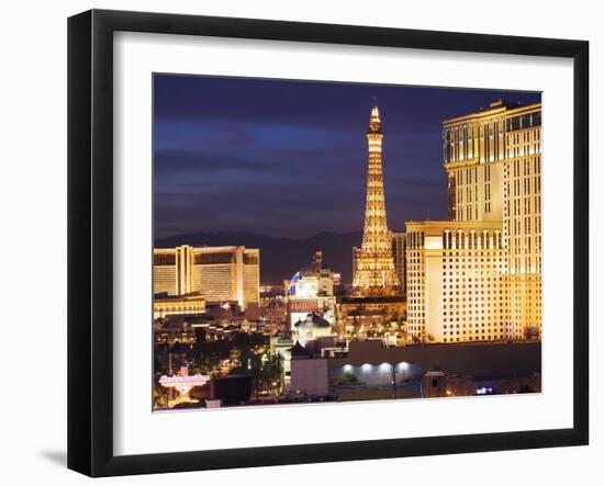 Hotels and Casinos At Night, Las Vegas, Nevada-Dennis Flaherty-Framed Photographic Print