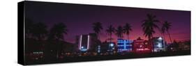 Hotels Illuminated at Night, South Beach Miami, Florida, USA-null-Stretched Canvas