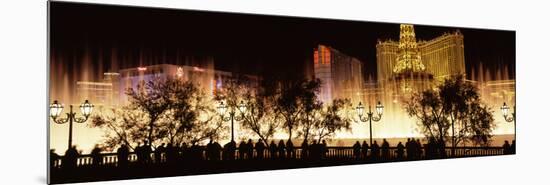 Hotels in a City Lit Up at Night, the Strip, Las Vegas, Nevada, USA-null-Mounted Photographic Print