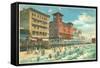 Hotels on Boardwalk, Atlantic City, New Jersey-null-Framed Stretched Canvas