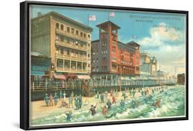 Hotels on Boardwalk, Atlantic City, New Jersey-null-Framed Art Print