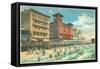 Hotels on Boardwalk, Atlantic City, New Jersey-null-Framed Stretched Canvas