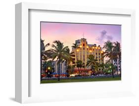 Hotels on Ocean Drive in the Art Deco District of South Miami Beach in Miami, Florida, USA-null-Framed Art Print