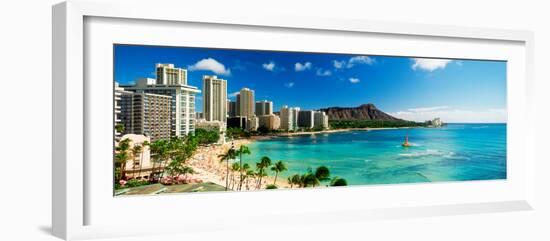 Hotels on the Beach, Waikiki Beach, Oahu, Honolulu, Hawaii, USA-null-Framed Photographic Print