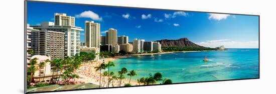 Hotels on the Beach, Waikiki Beach, Oahu, Honolulu, Hawaii, USA-null-Mounted Photographic Print