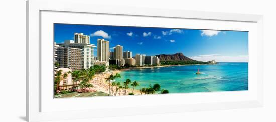 Hotels on the Beach, Waikiki Beach, Oahu, Honolulu, Hawaii, USA-null-Framed Photographic Print