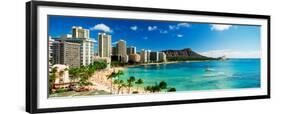 Hotels on the Beach, Waikiki Beach, Oahu, Honolulu, Hawaii, USA-null-Framed Premium Photographic Print
