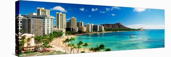 Hotels on the Beach, Waikiki Beach, Oahu, Honolulu, Hawaii, USA-null-Stretched Canvas