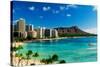 Hotels on the beach, Waikiki Beach, Oahu, Honolulu, Hawaii, USA-null-Stretched Canvas