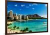 Hotels on the beach, Waikiki Beach, Oahu, Honolulu, Hawaii, USA-null-Framed Photographic Print