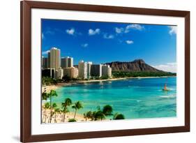 Hotels on the beach, Waikiki Beach, Oahu, Honolulu, Hawaii, USA-null-Framed Photographic Print