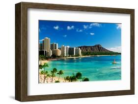 Hotels on the beach, Waikiki Beach, Oahu, Honolulu, Hawaii, USA-null-Framed Photographic Print