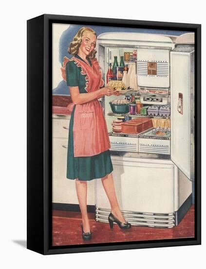 Hotpoint, Women in the Kitchen, Refrigerators, USA, 1940-null-Framed Stretched Canvas