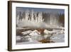 Hotspring and snow covered trees, Silex Spring, Fountain Paint Pots Basin, Lower Geyser Basin-Allen Lloyd-Framed Photographic Print