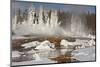 Hotspring and snow covered trees, Silex Spring, Fountain Paint Pots Basin, Lower Geyser Basin-Allen Lloyd-Mounted Photographic Print