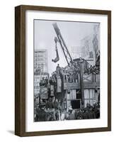 Houdini Escaping from a Strait-jacket While Suspended from a Crane in New York City-null-Framed Giclee Print