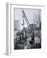 Houdini Escaping from a Strait-jacket While Suspended from a Crane in New York City-null-Framed Giclee Print