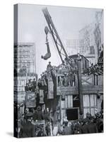 Houdini Escaping from a Strait-jacket While Suspended from a Crane in New York City-null-Stretched Canvas