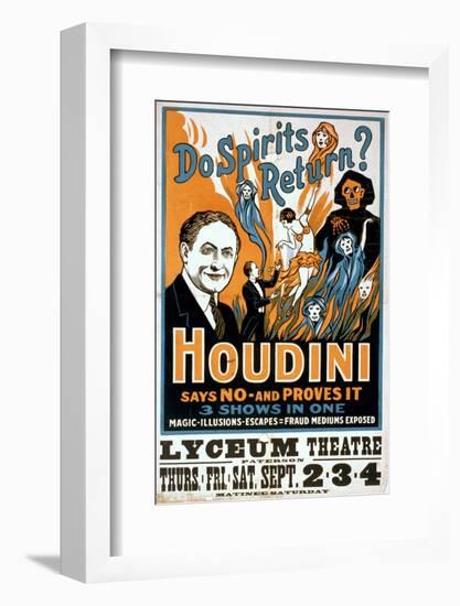 Houdini, Poster Art for Magic Show by Harry Houdini, 1909-null-Framed Photo