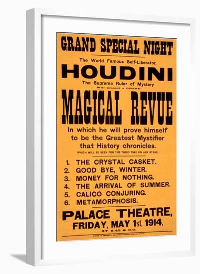 Houdini Poster, Magical Revue-null-Framed Art Print