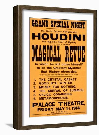 Houdini Poster, Magical Revue-null-Framed Art Print