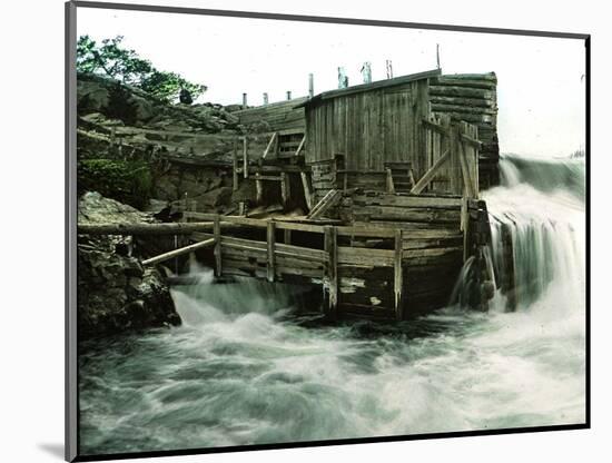 Hougshund (Norway), Hellefos's Waterfall, Installation for Catching Salmons-Leon, Levy et Fils-Mounted Photographic Print