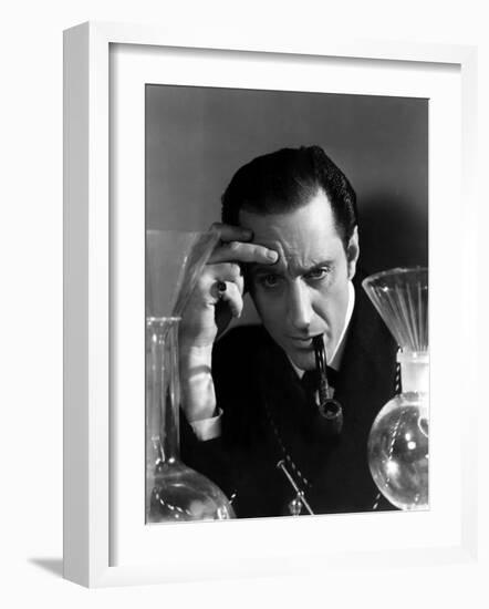 Hound of the Baskervilles, Basil Rathbone as Sherlock Holmes, 1939-null-Framed Photo