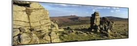 Hound Tor granite rock formation in evening sunlight, near Manaton, Dartmoor National Park, Devon-Stuart Black-Mounted Photographic Print