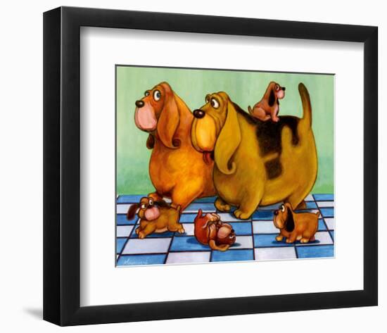 Hounddog Family Picnic-Kourosh-Framed Art Print