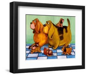 Hounddog Family Picnic-Kourosh-Framed Art Print