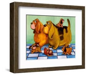 Hounddog Family Picnic-Kourosh-Framed Art Print