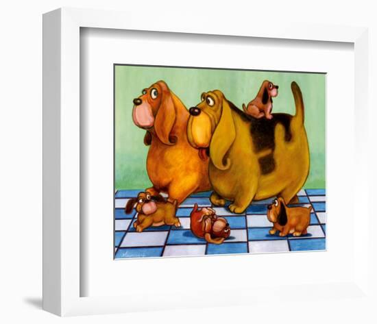 Hounddog Family Picnic-Kourosh-Framed Art Print